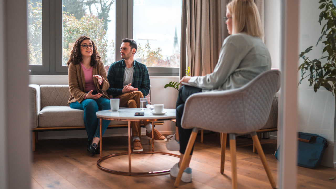 Caucasian Couple Starting Couple Therapy With Professional