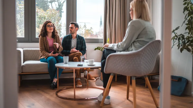 Caucasian Couple Starting Couple Therapy With Professional